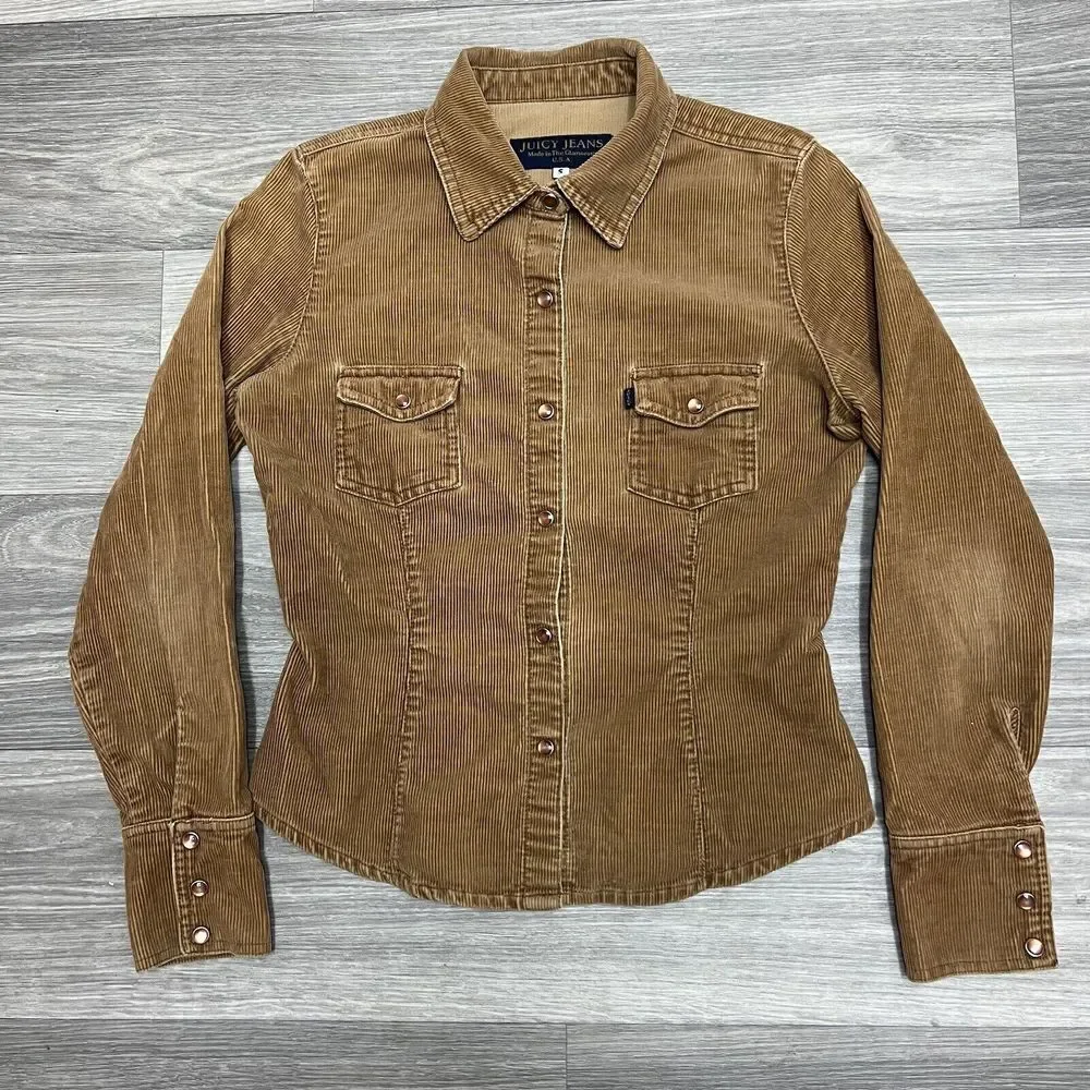 Vintage 90s Juicy Couture Jacket‎ Womens Small Brown Corduroy Crop Caramel RARE